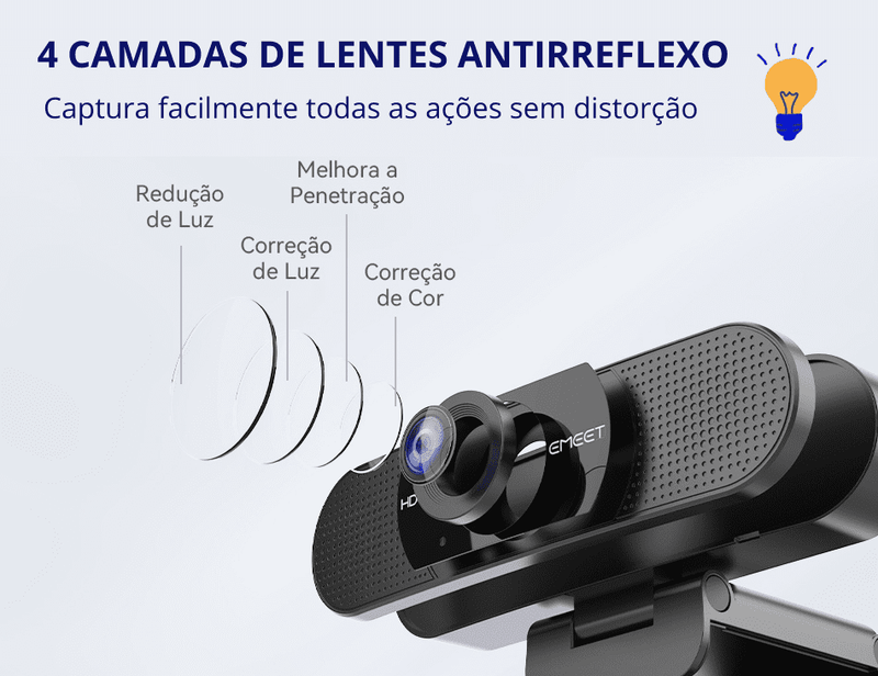 Câmera Webcam Full HD 1080p portátil para Computador - EMEET - InnovaShops