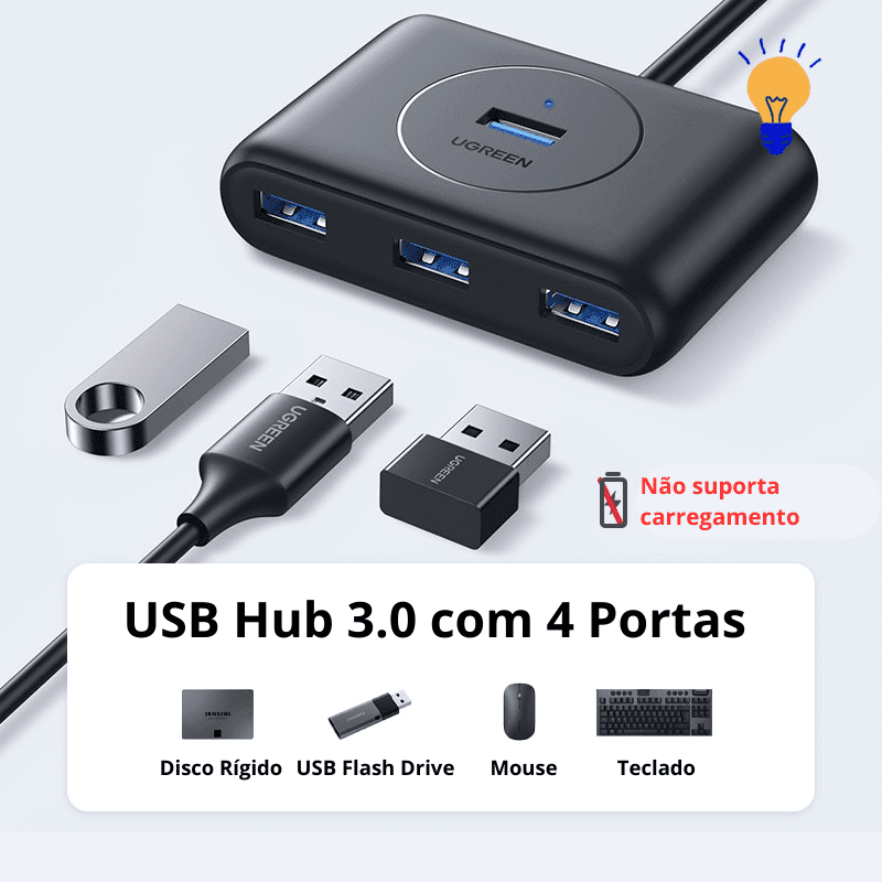 Adaptador USB Hub com 4 portas para USB 3.0 FlexiLink - InnovaShops